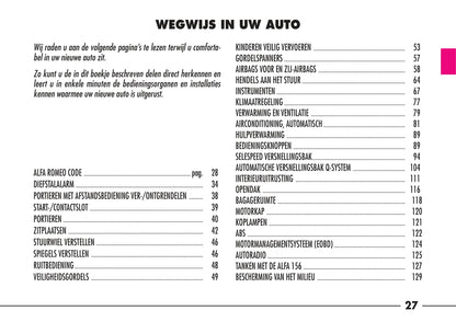 1997-2003 Alfa Romeo 156 Gebruikershandleiding | Nederlands