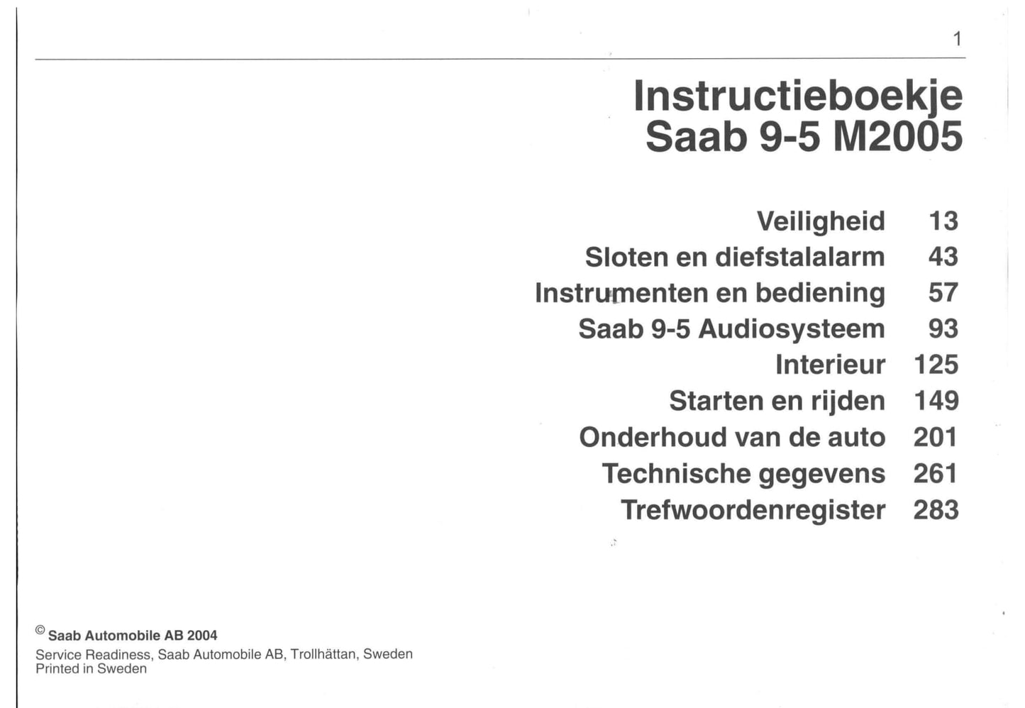 2001-2005 Saab 9-5 Gebruikershandleiding | Nederlands