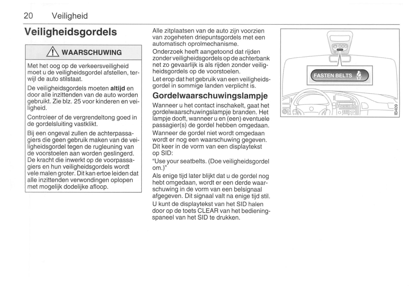 2001-2005 Saab 9-5 Owner's Manual | Dutch