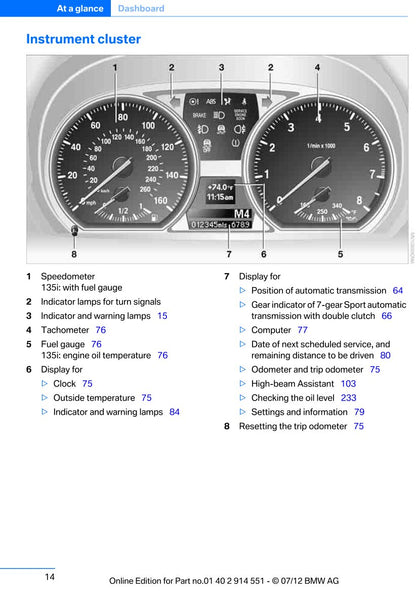 2012-2013 BMW 1 Series Gebruikershandleiding | Engels