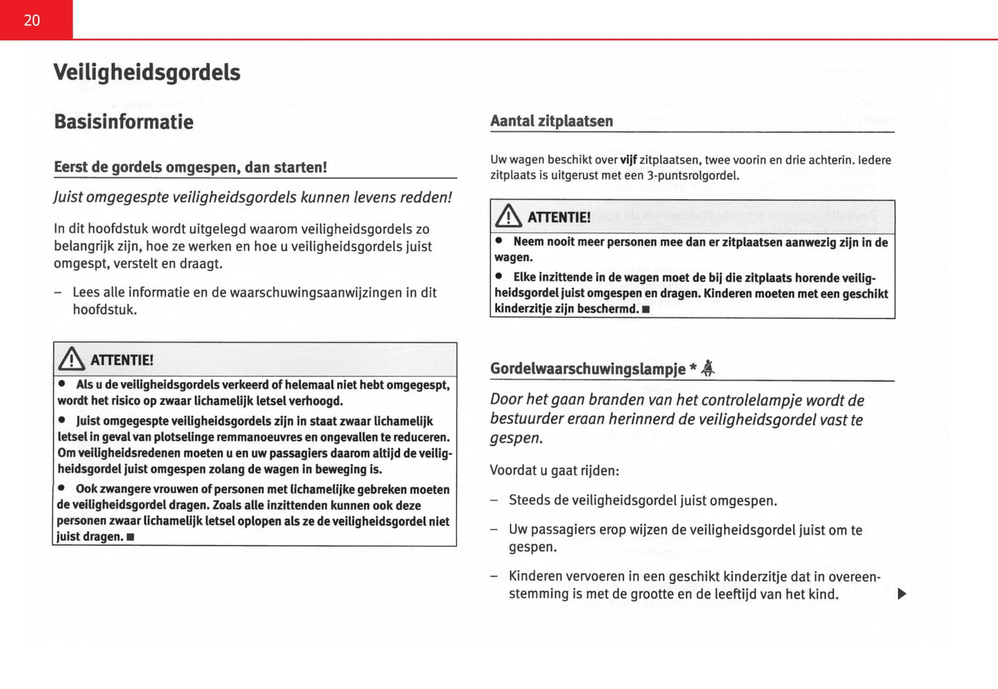 2004-2009 Seat Altea Owner's Manual | Dutch