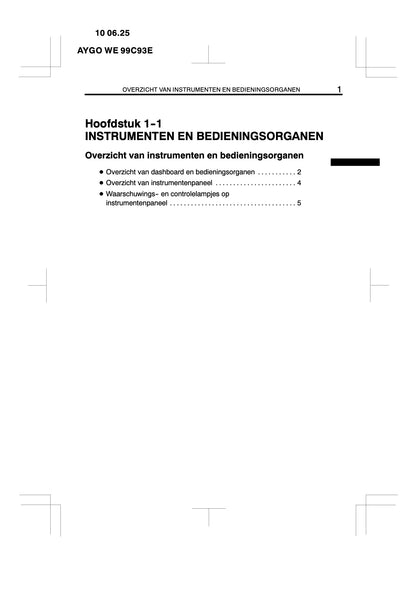 2010-2011 Toyota Aygo Gebruikershandleiding | Nederlands