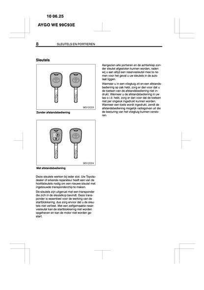 2010-2011 Toyota Aygo Gebruikershandleiding | Nederlands