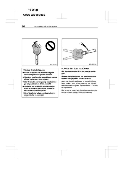 2010-2011 Toyota Aygo Owner's Manual | Dutch