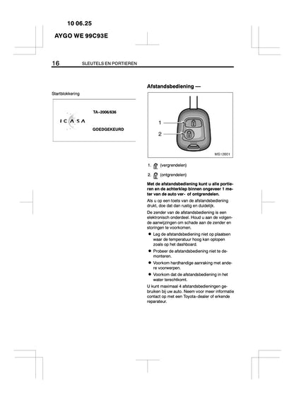 2010-2011 Toyota Aygo Gebruikershandleiding | Nederlands