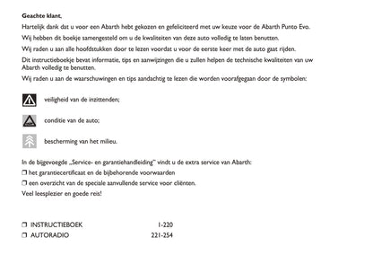 2010-2014 Abarth Punto Evo Manuel du propriétaire | Néerlandais