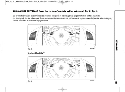 Alfa Romeo Giulietta RadioNav Guide d'utilisation 2010 - 2014