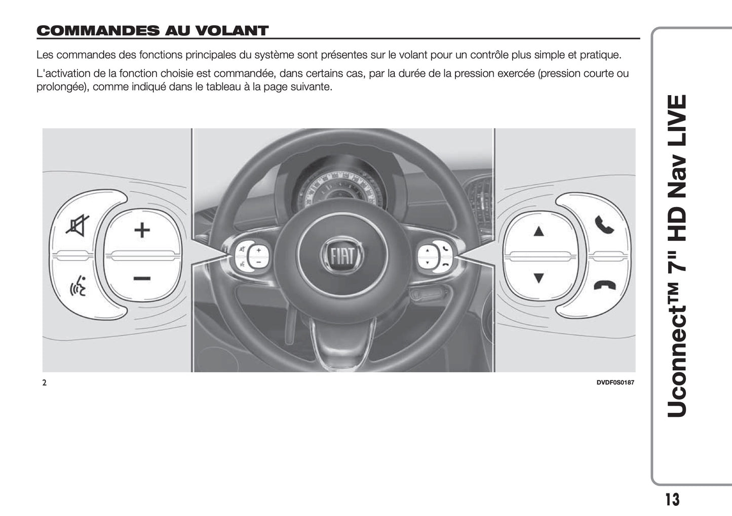 Fiat 500 & 500 Cabrio Uconnect Radio Nav 7.0 Guide d'utilisation 2017 - 2018