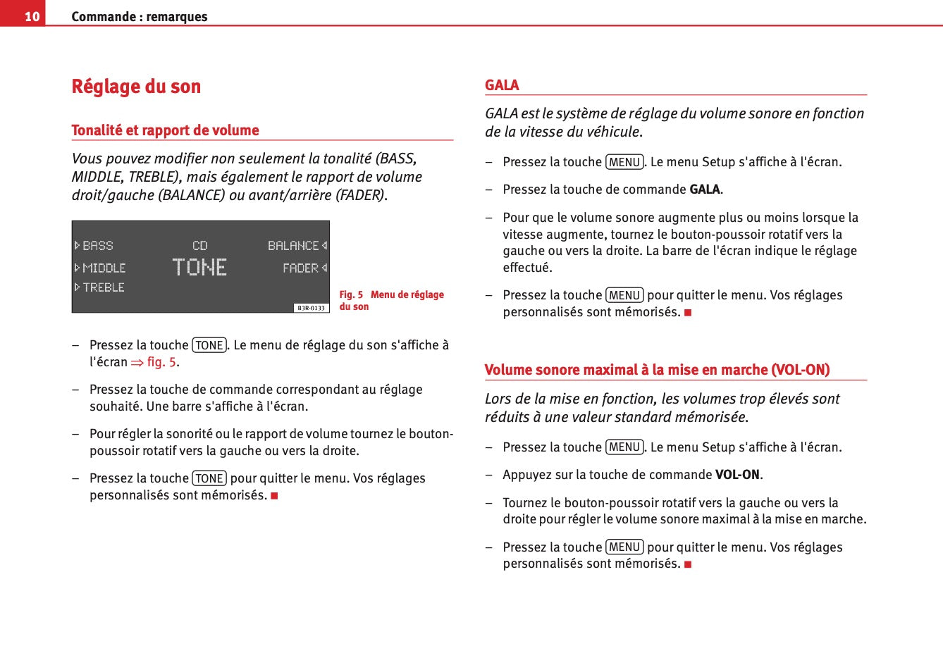 Seat Exeo Radio Adagio Guide d'instructions