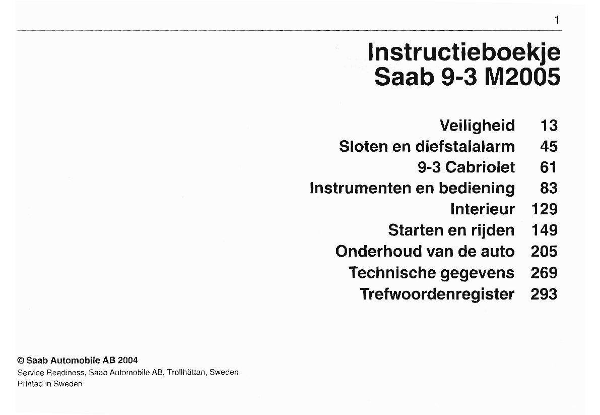 2003-2008 Saab 9-3 Gebruikershandleiding | Nederlands