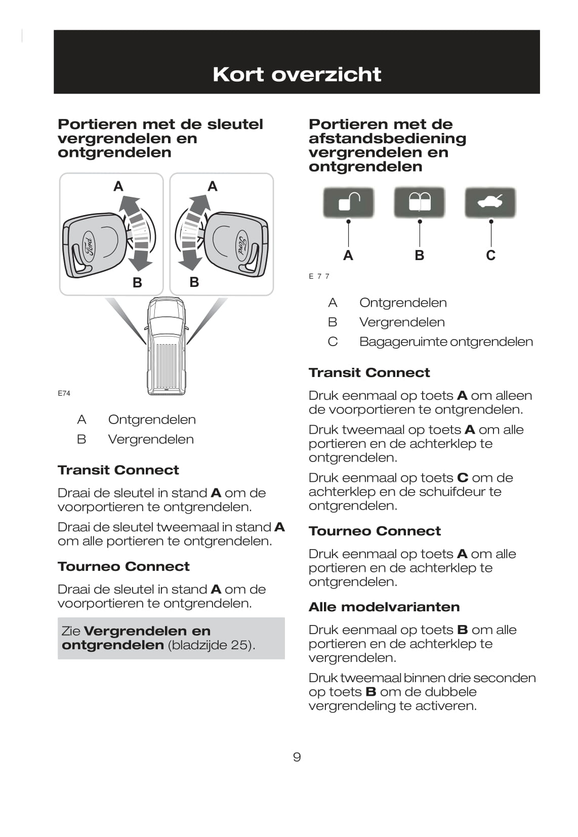 2007-2008 Ford Tourneo/Transit Connect Gebruikershandleiding | Nederlands