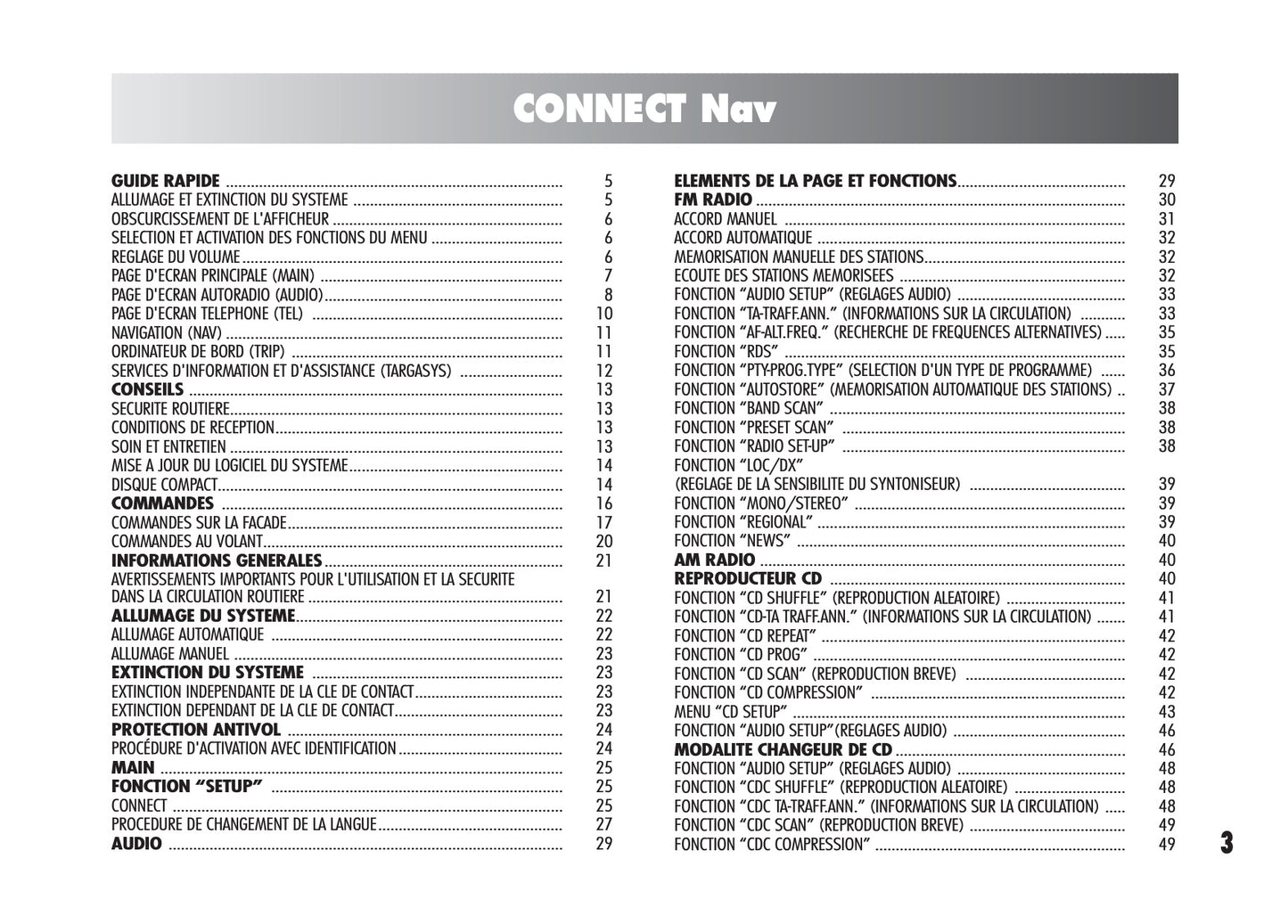 Alfa Romeo Connect Nav & Connect Nav+ Guide d'utilisation 2008 - 2011