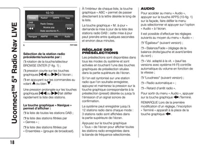 Alfa Romeo MiTo Uconnect Radio Nav 5.0 Live Guide d'utilisation 2016 - 2020