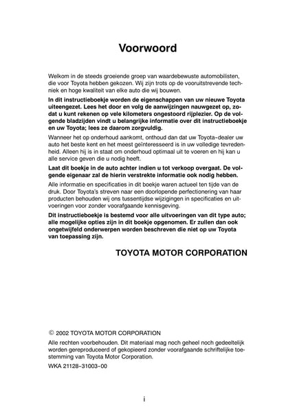 2002-2004 Toyota Camry Gebruikershandleiding | Nederlands