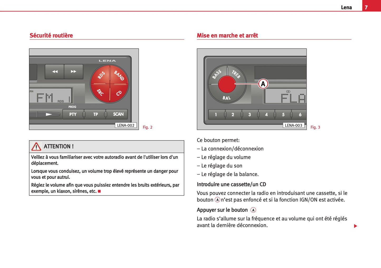 Seat Radio Lena  Guide d'instructions