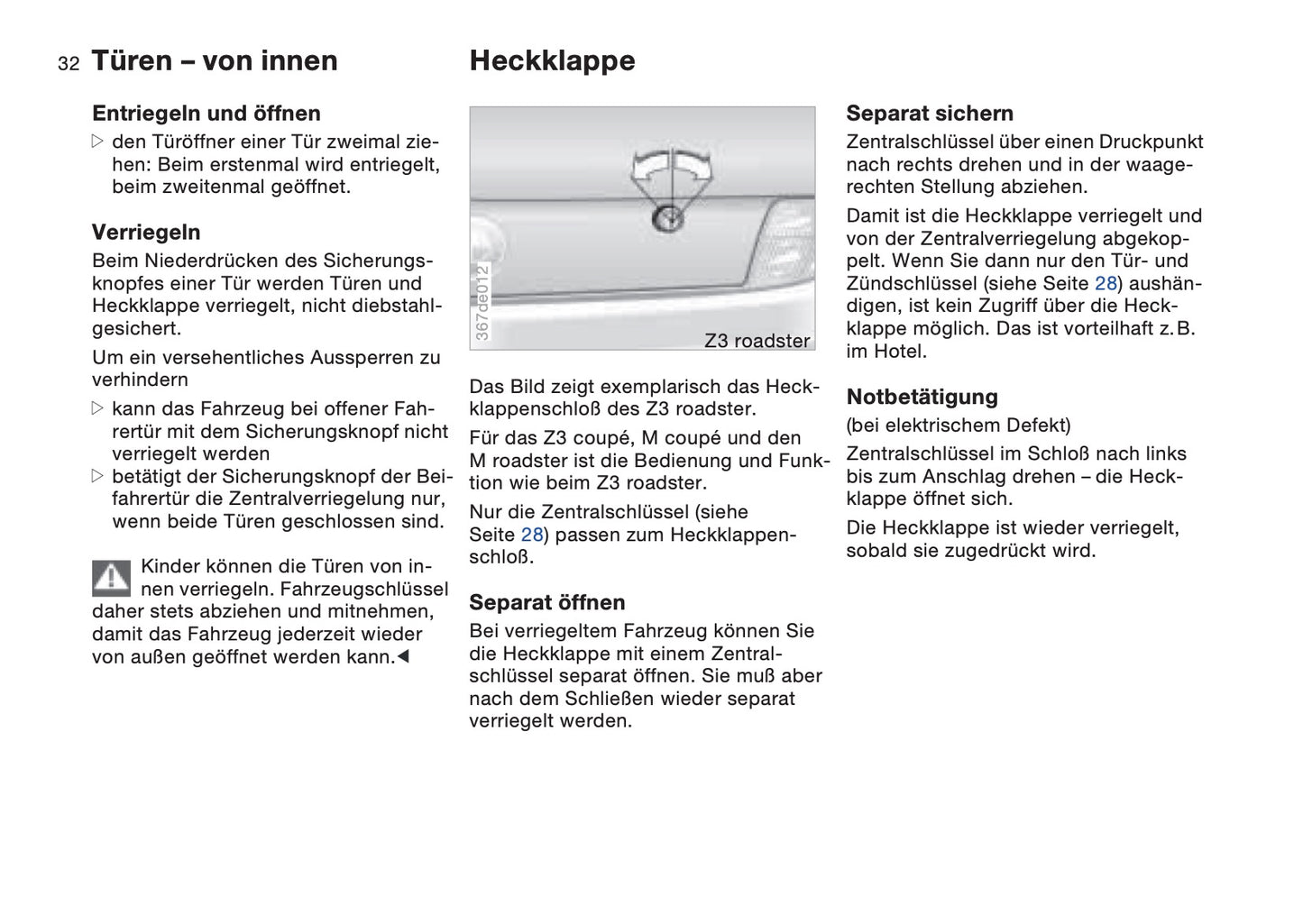 1997-1998 BMW Z3/Z3 M Gebruikershandleiding | Duits