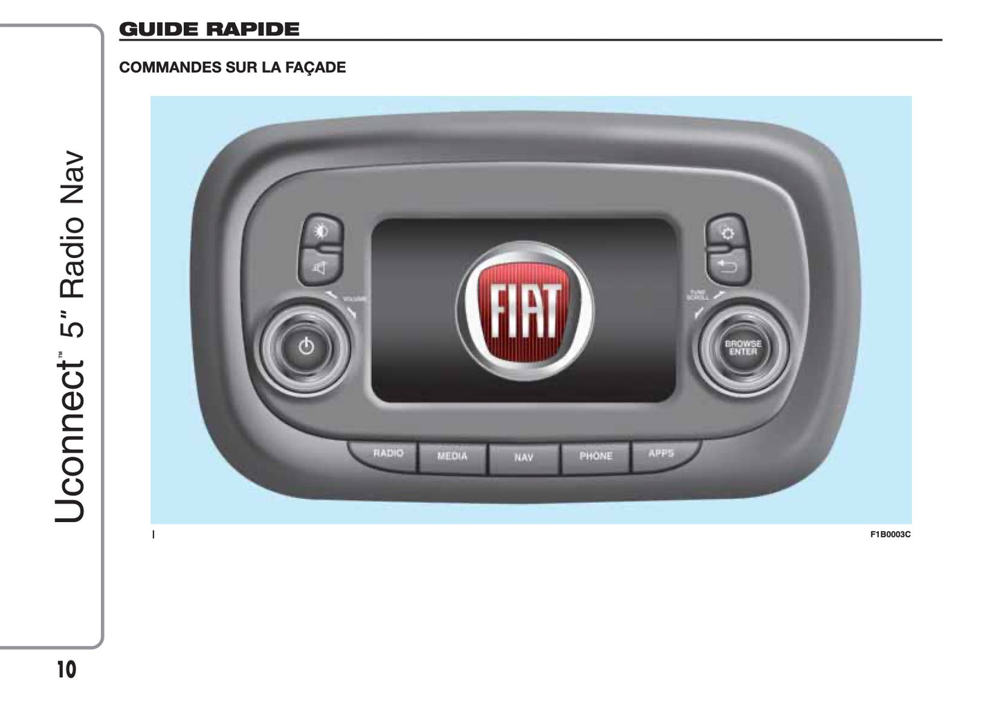 Fiat 500X Uconnect Radio Nav 5.0 Guide d'utilisation 2018 - 2019