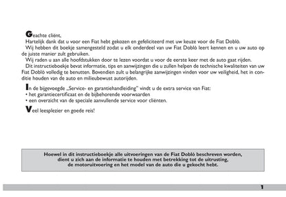 2009-2010 Fiat Doblò Owner's Manual | Dutch