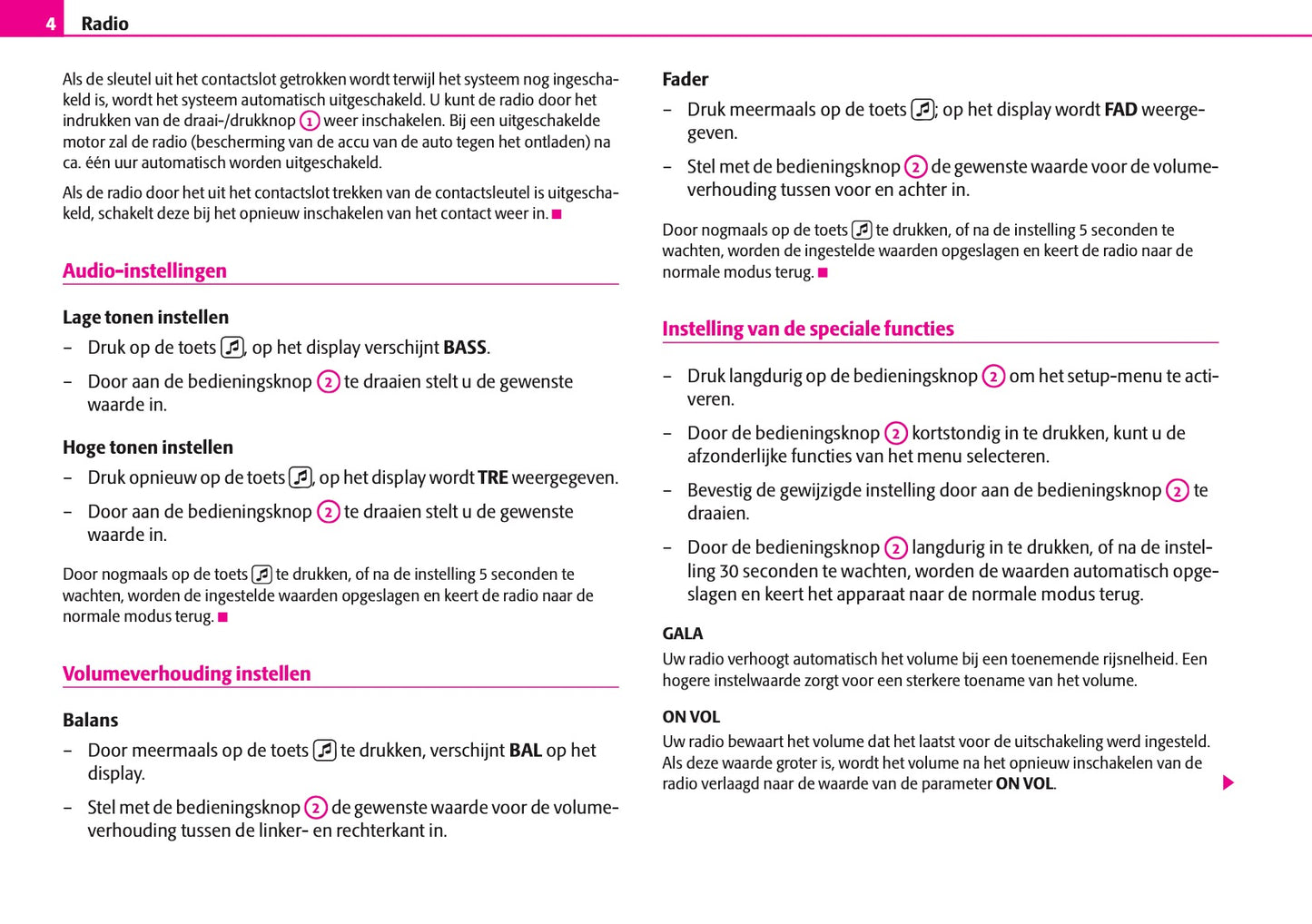 Skoda Beat CarRadio, Dance CarRadio en Cruise Navigation Handleiding 2006 - 2010