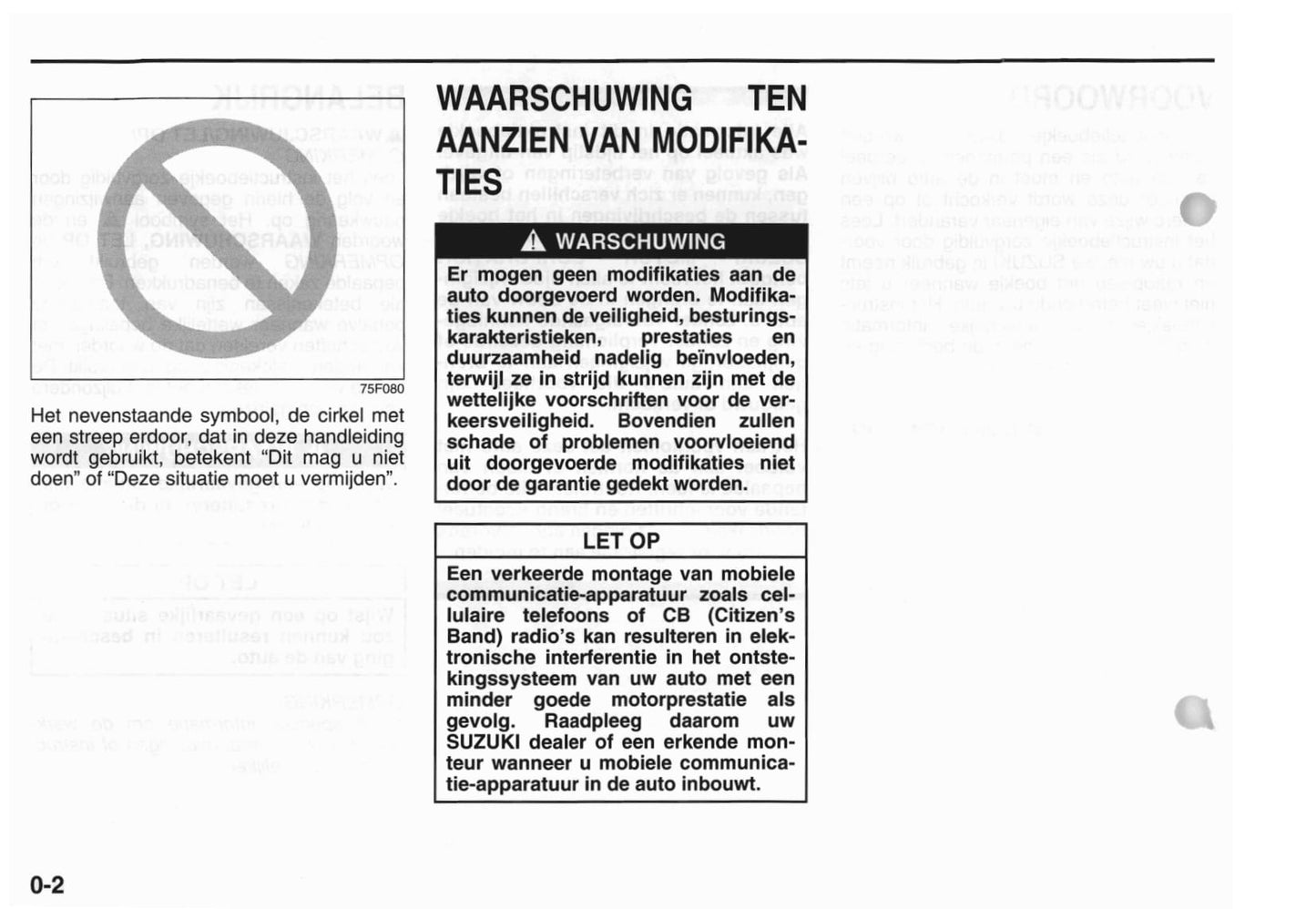 2001-2002 Suzuki Liana Owner's Manual | Dutch