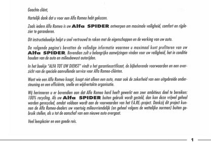 2003-2006 Alfa Romeo Spider Owner's Manual | Dutch