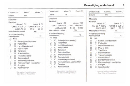 Opel Service- en Garantieboekje