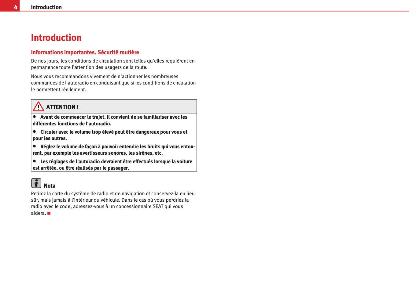 Seat Radio Adagio Guide d'instructions