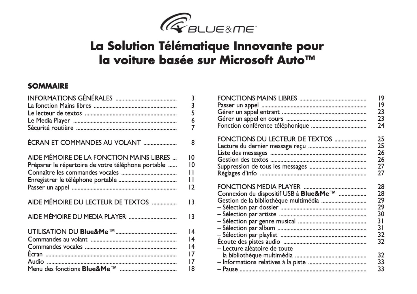 Fiat 500 & 500 Cabrio Blue & Me Guide d'utilisation 2011 - 2013