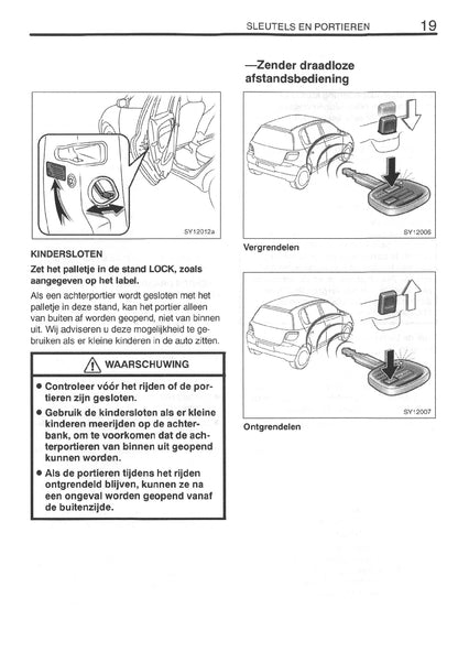 1999-2000 Toyota Yaris Owner's Manual | Dutch