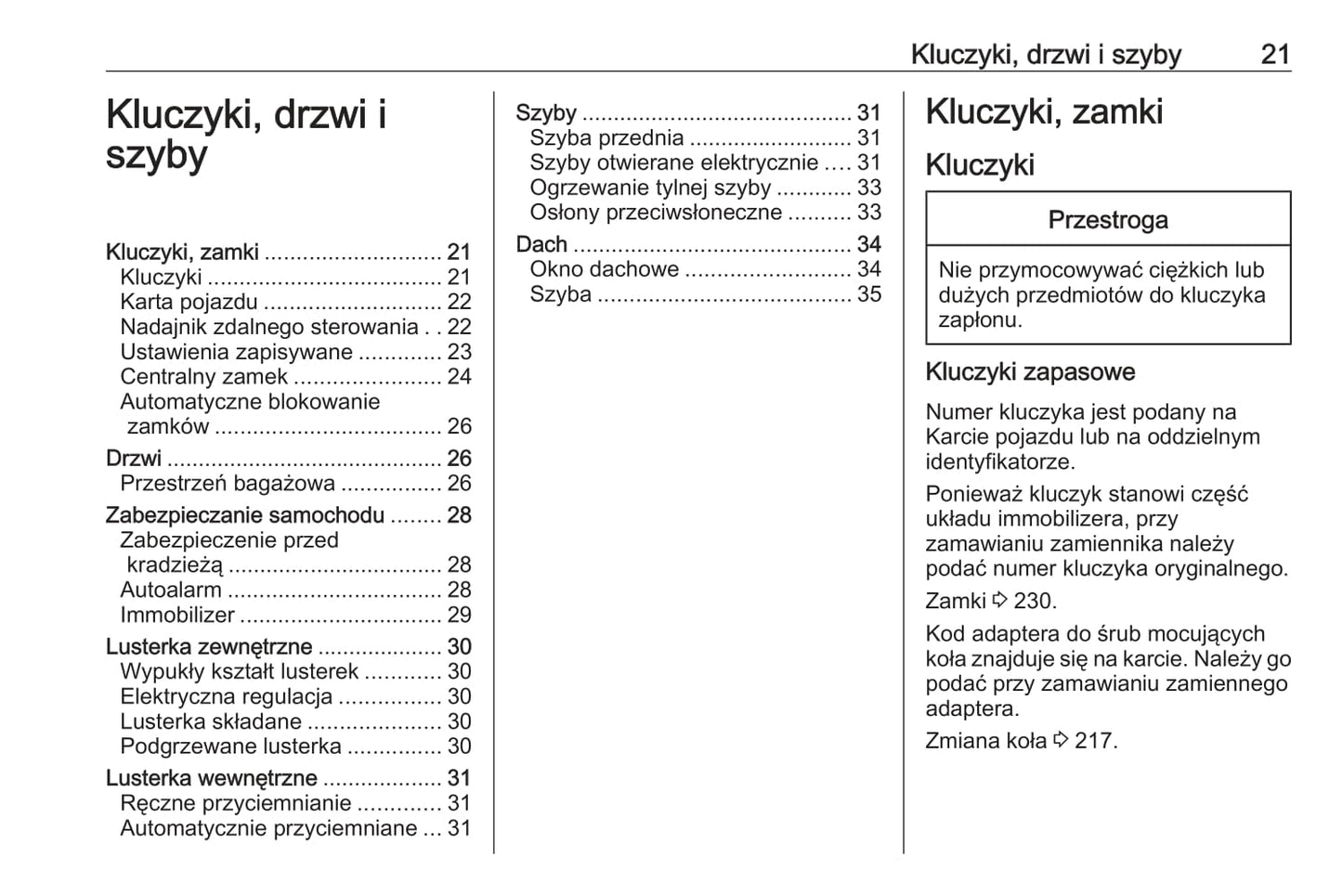 2016 Opel Adam Owner's Manual | Polish