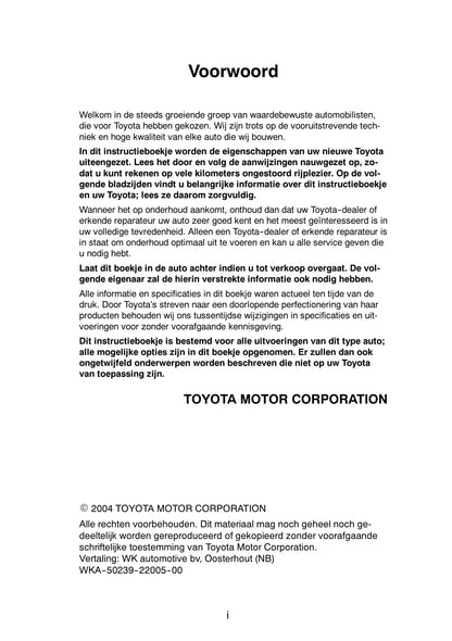 2003-2006 Toyota Avensis Verso Gebruikershandleiding | Nederlands
