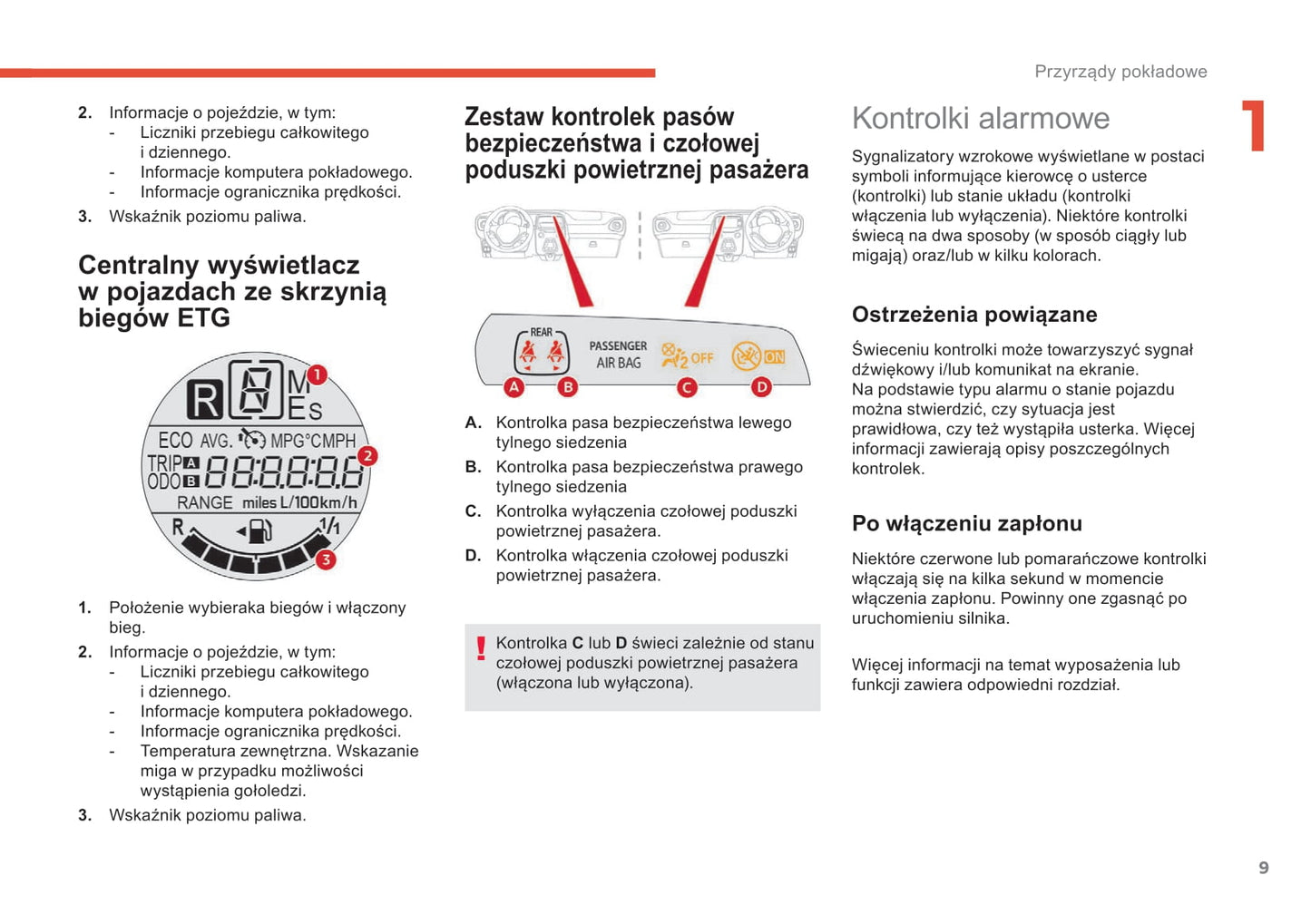 2018-2022 Citroën C1 Owner's Manual | Polish