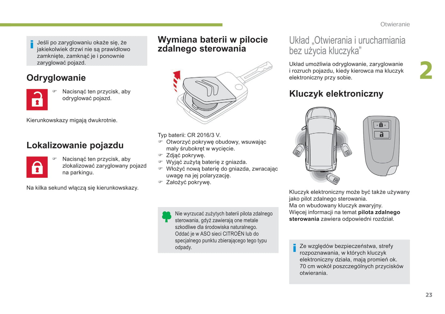 2018-2022 Citroën C1 Owner's Manual | Polish