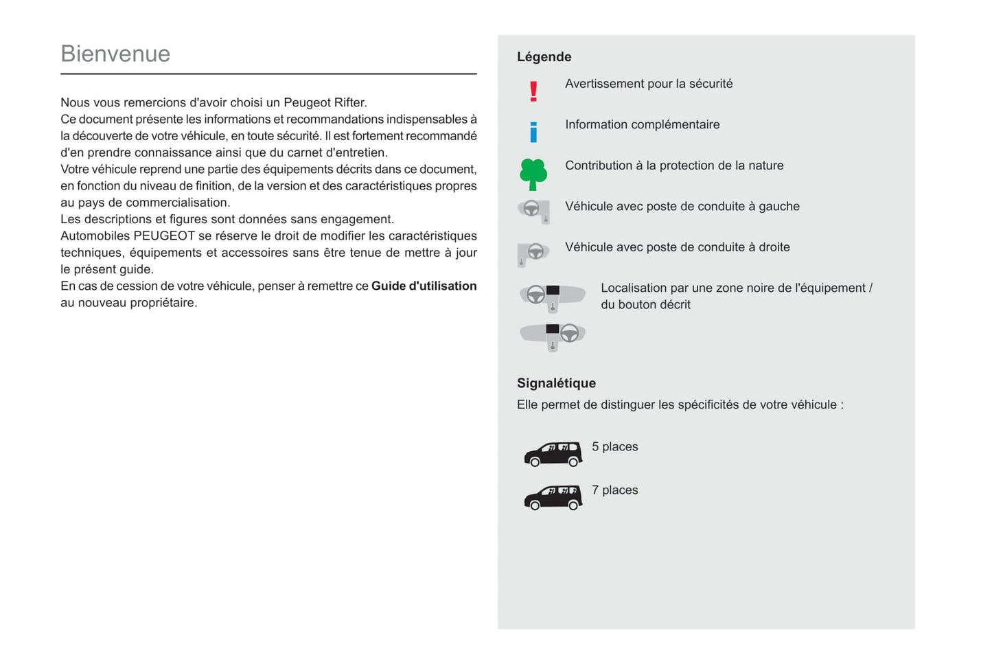 2019-2022 Peugeot Rifter Owner's Manual | French