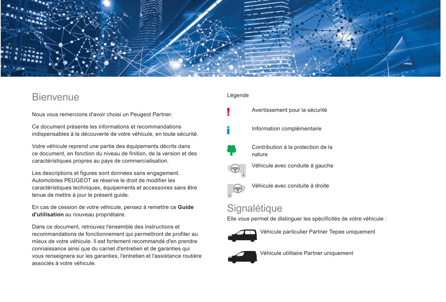 2017-2018 Peugeot Partner/Partner Tepee Manuel du propriétaire | Français