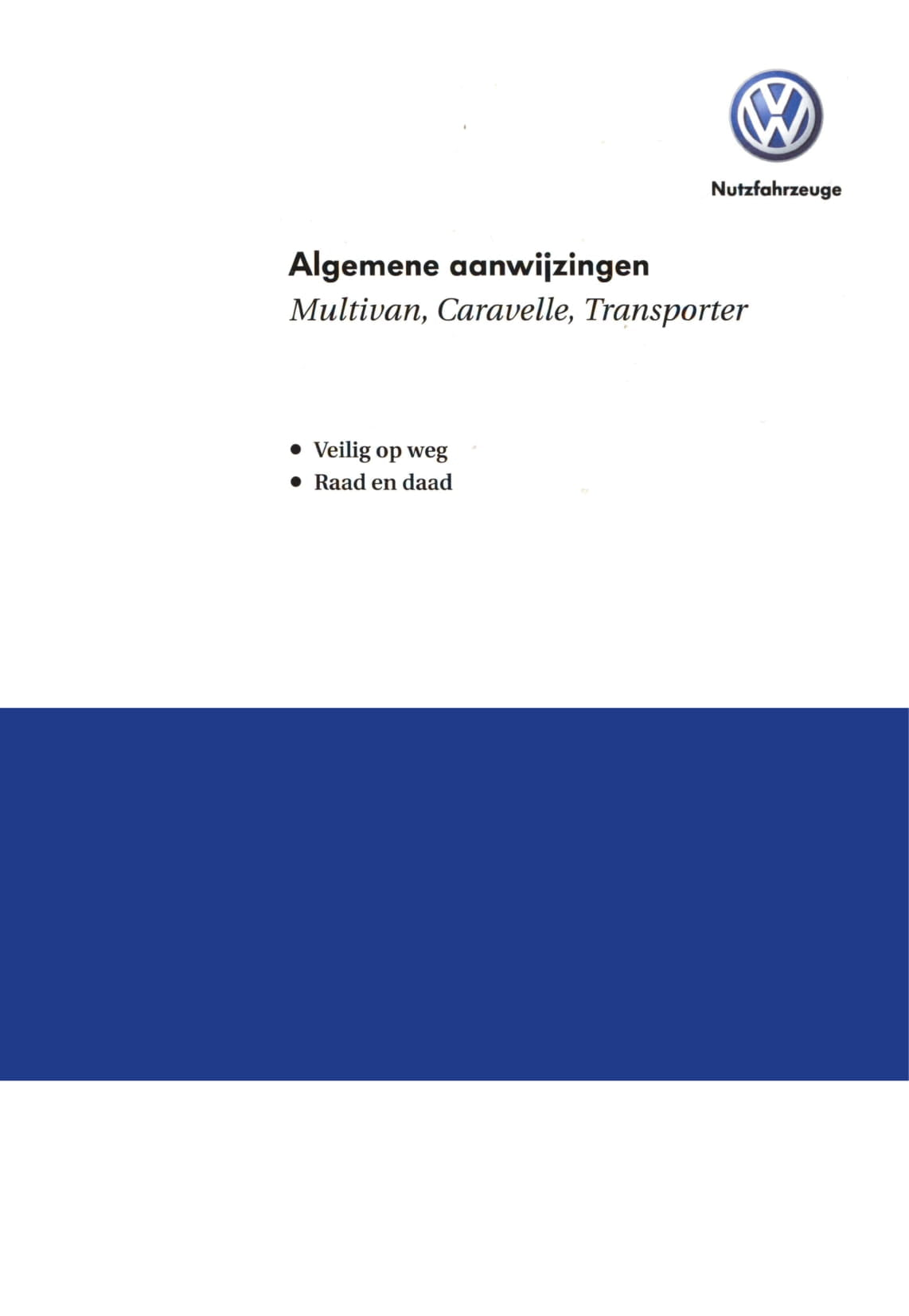 2009-2016 Volkswagen Caravelle/Multivan/Transporter Gebruikershandleiding | Nederlands