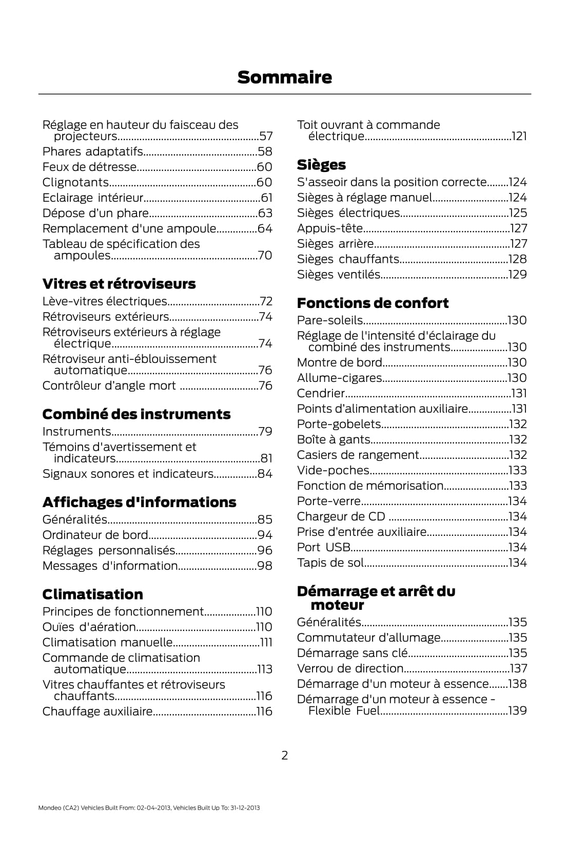 2013 Ford Mondeo Manuel du propriétaire | Français