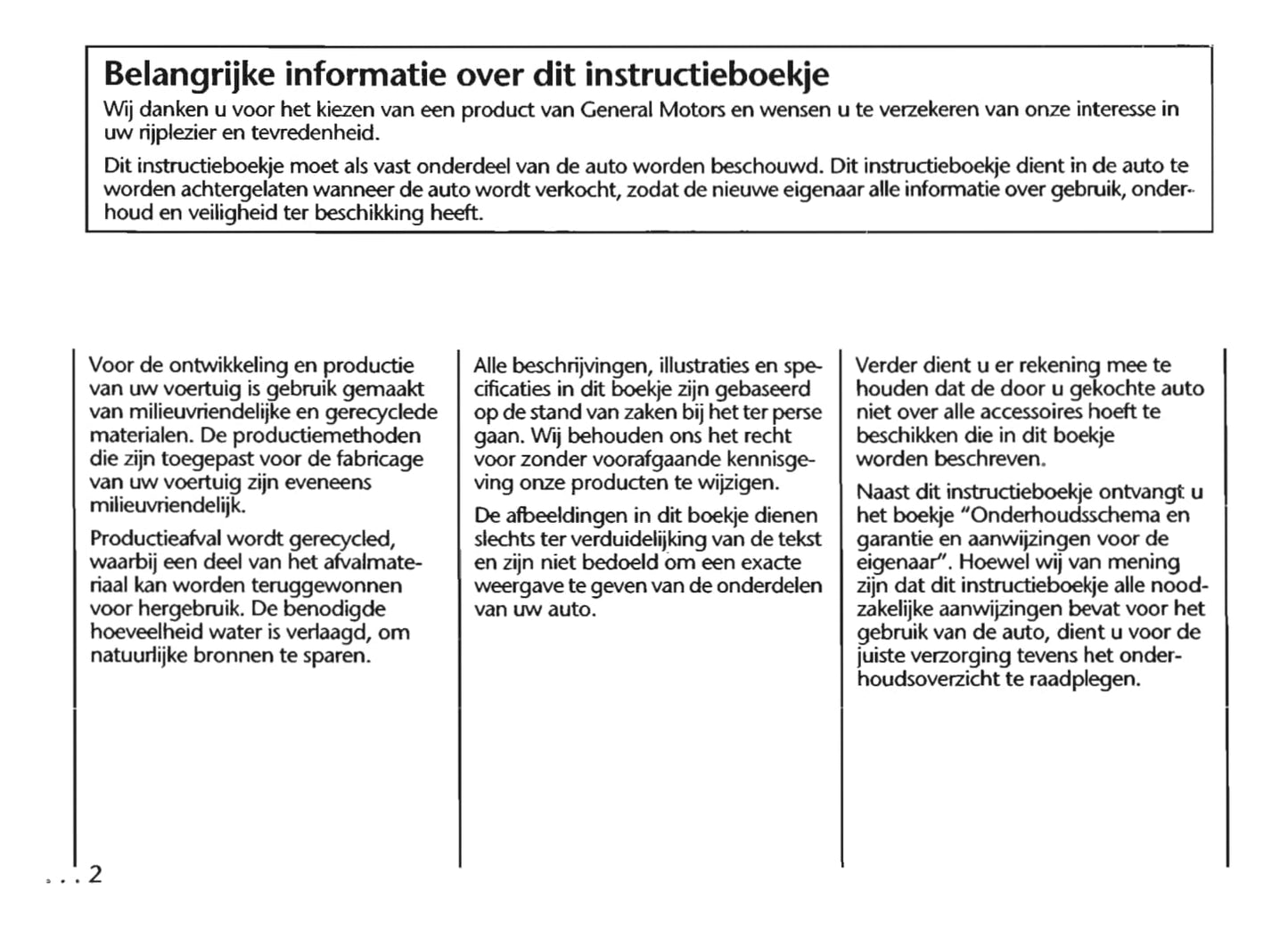 1997-2005 Chevrolet Trans Sport Owner's Manual | Dutch