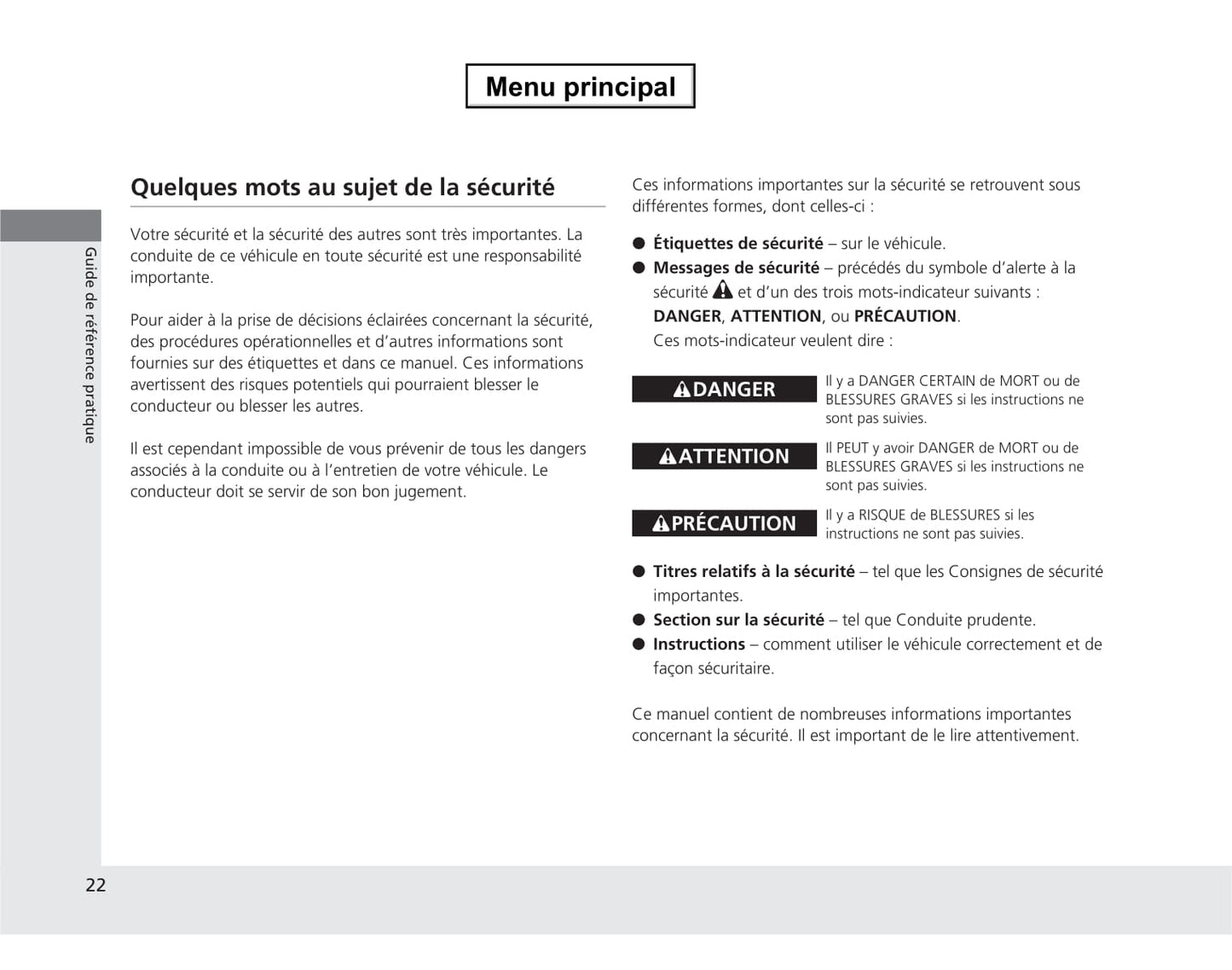 2012-2015 Honda CR-V Manuel du propriétaire | Français