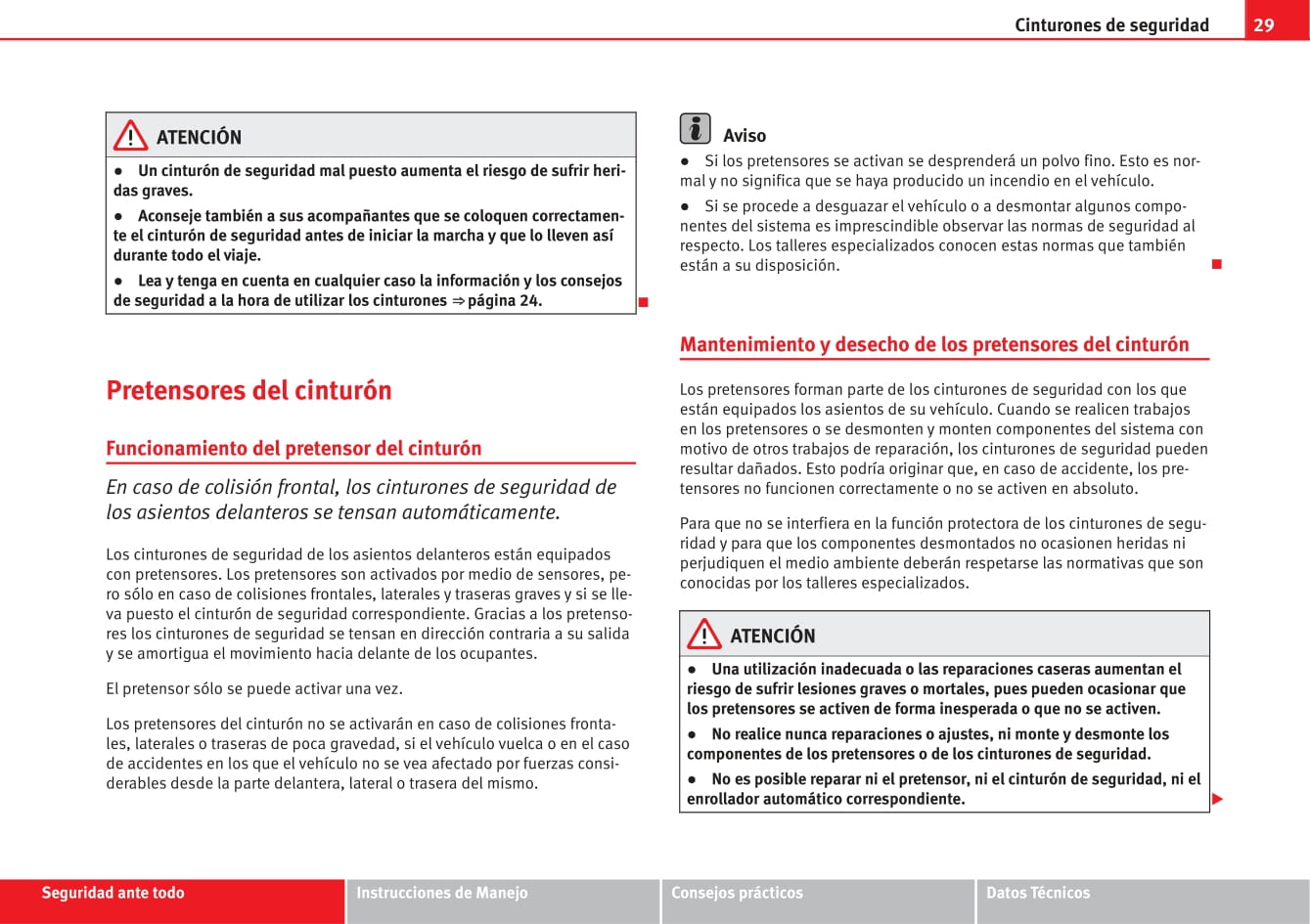 2011-2012 Seat Leon Owner's Manual | Spanish