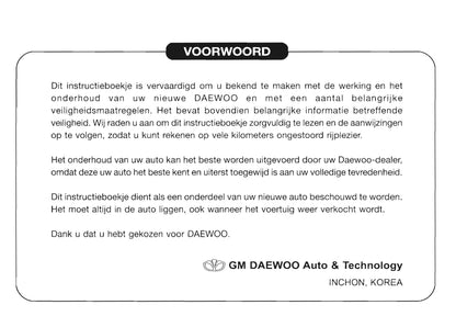 2000-2006 Daewoo Evanda Gebruikershandleiding | Nederlands