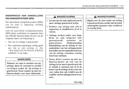 2000-2006 Daewoo Evanda Owner's Manual | Dutch