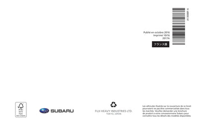 2017 Subaru Impreza Gebruikershandleiding | Frans