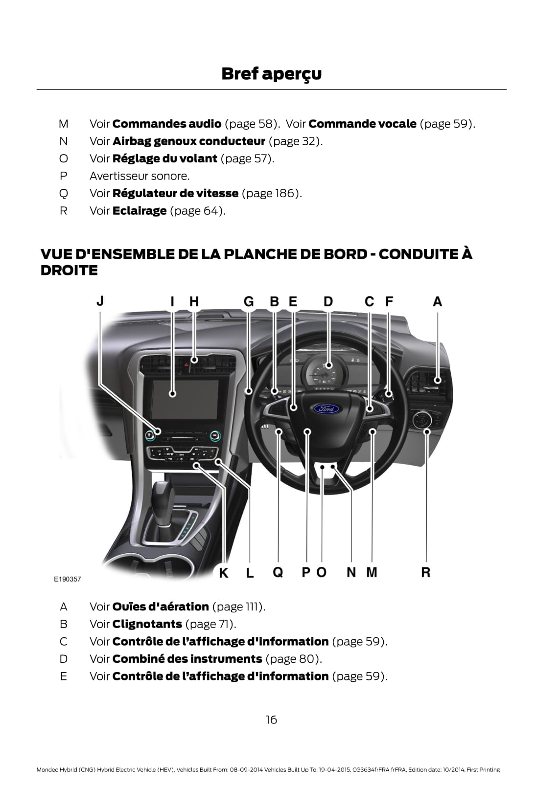 2014-2015 Ford Mondeo / Mondeo Hybrid Manuel du propriétaire | Français