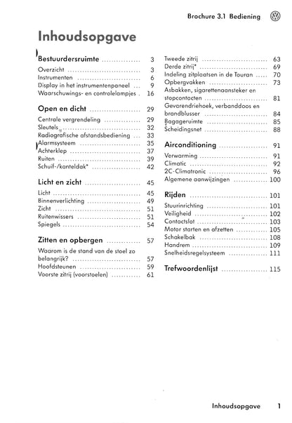2003-2006 Volkswagen Touran Gebruikershandleiding | Nederlands