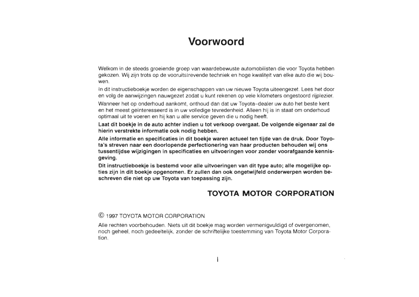 1997-2000 Toyota Corolla Owner's Manual | Dutch
