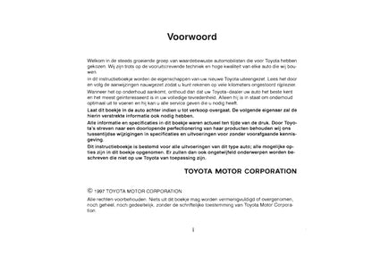 1997-2000 Toyota Corolla Gebruikershandleiding | Nederlands