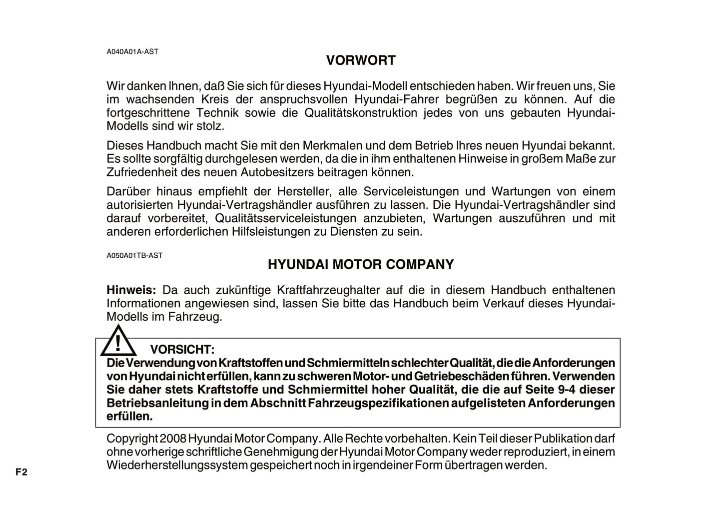 2005-2008 Hyundai Getz Manuel du propriétaire | Allemand