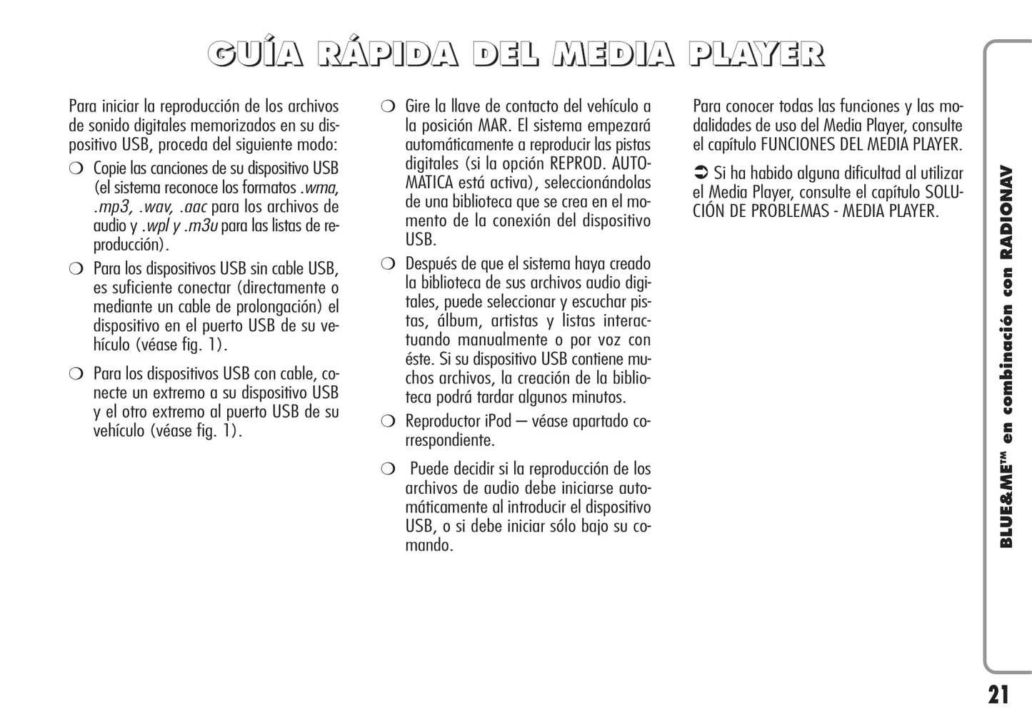 Alfa Romeo Blue&Me en Combinación con Radionav  Instrucciones 2009 - 2010