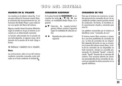 Alfa Romeo Blue&Me en Combinación con Radionav  Instrucciones 2009 - 2010